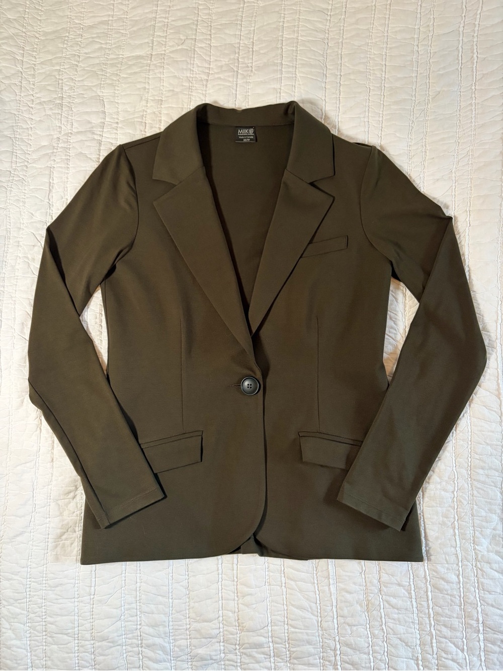 Miik Olive Green Tailored Bamboo Blazer - Size XS